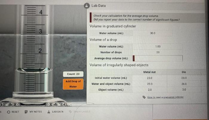 Lab skills using a graduated cylinder