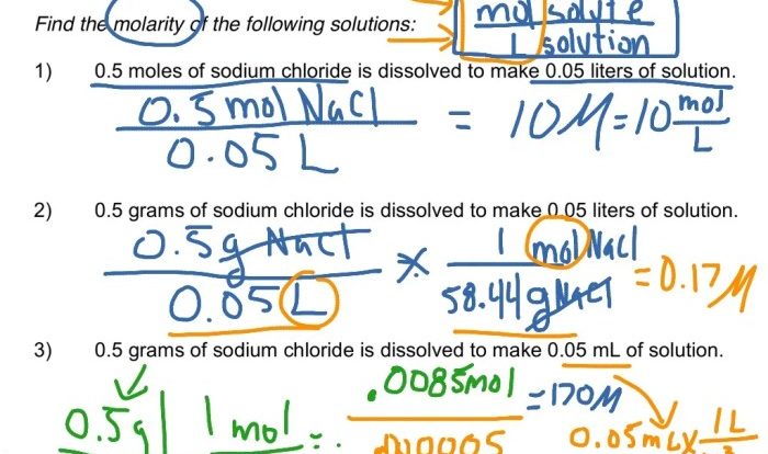 Molarity problems worksheet answer key