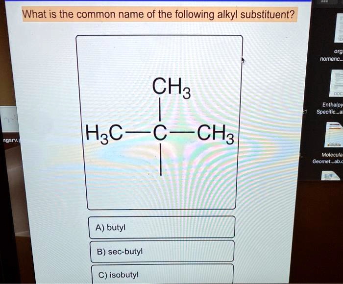 Choose the correct common name of the following alkyl substituent.