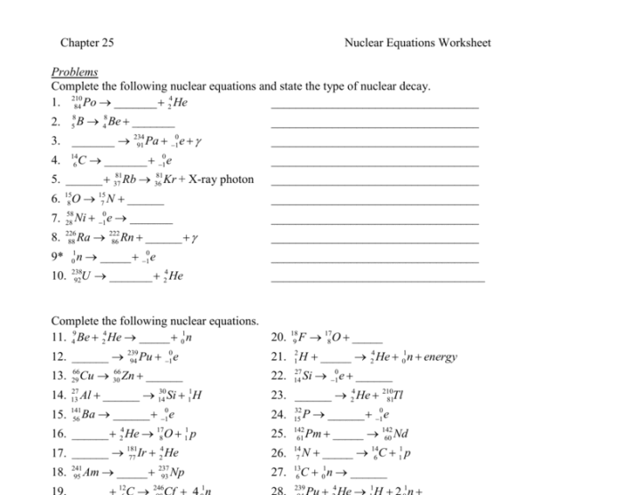 Nuclear chemistry review worksheet answer key