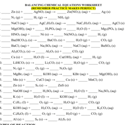 Introduction to balancing equations worksheet key answer key