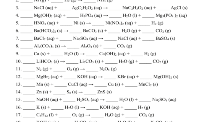 Introduction to balancing equations worksheet key answer key