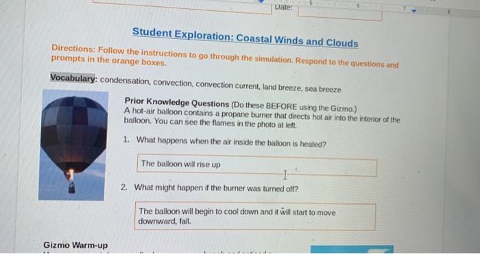 Student exploration coastal winds and clouds