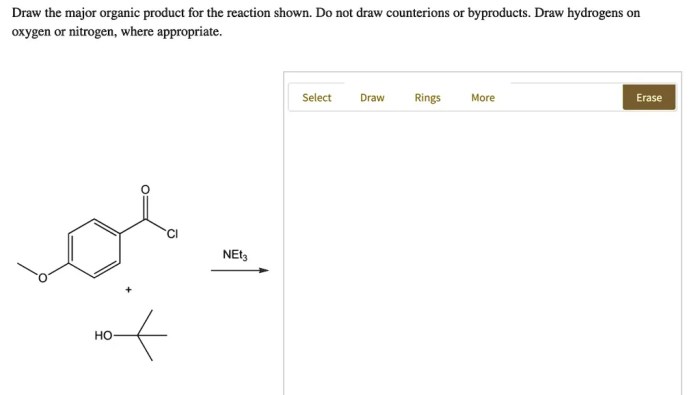 Draw the organic products formed in the reaction shown